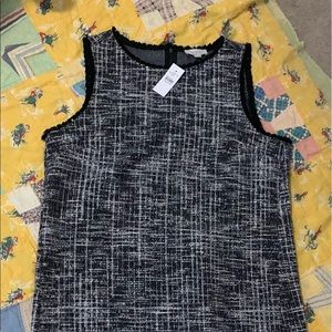 Loft Black and White Tweed Sleeveless Dress